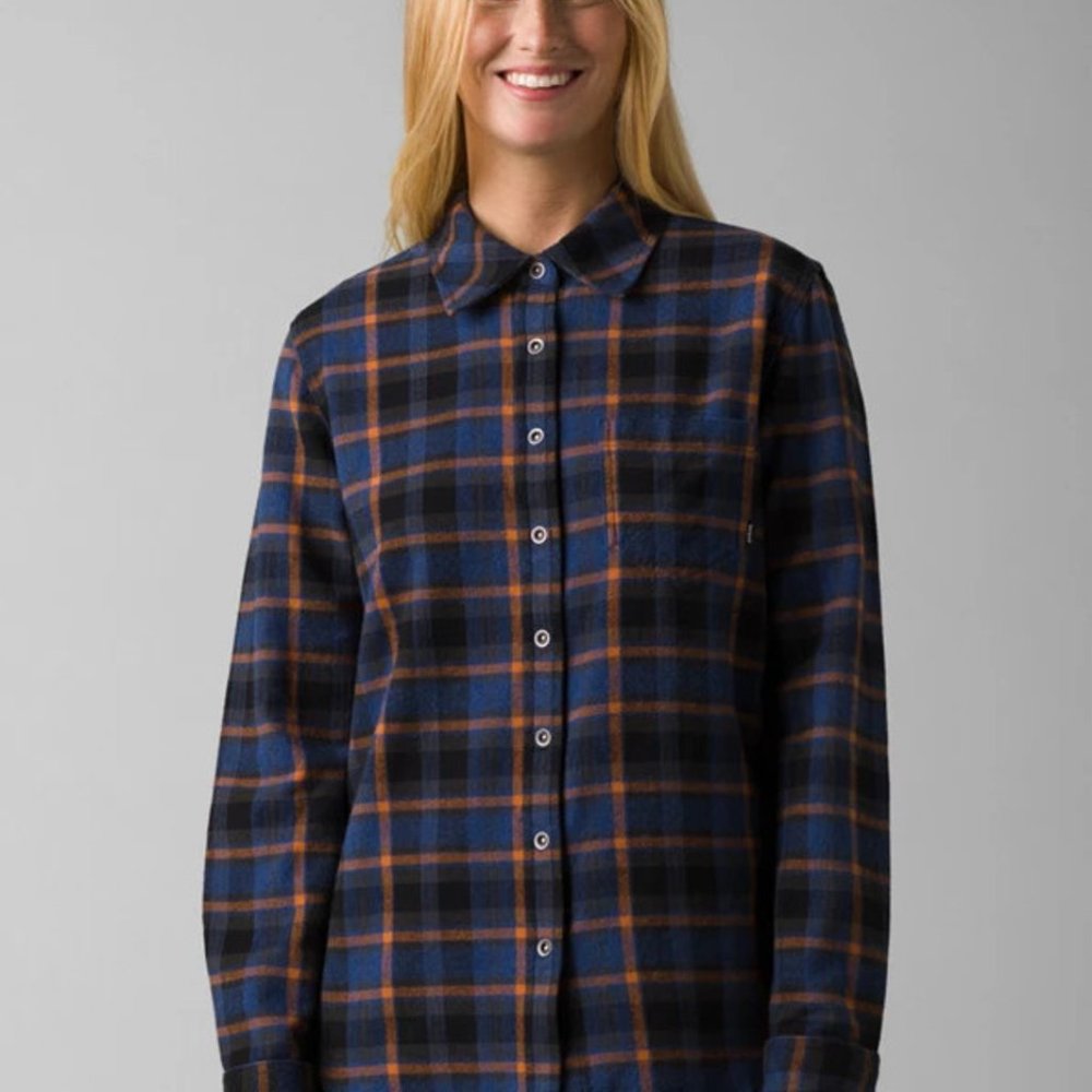 NWT Prana Golden Canyon Flannel Shirt - Rich Sapphire